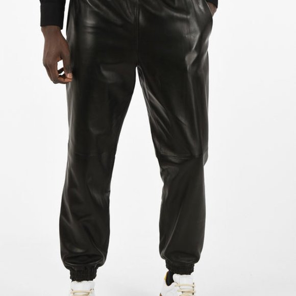 Black Leather Pants With Elastic Waist Size Medium Max Studio - Picture 1 of 5